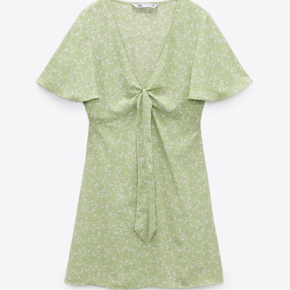 ZARA LIME GREEN FLORAL DRESS.